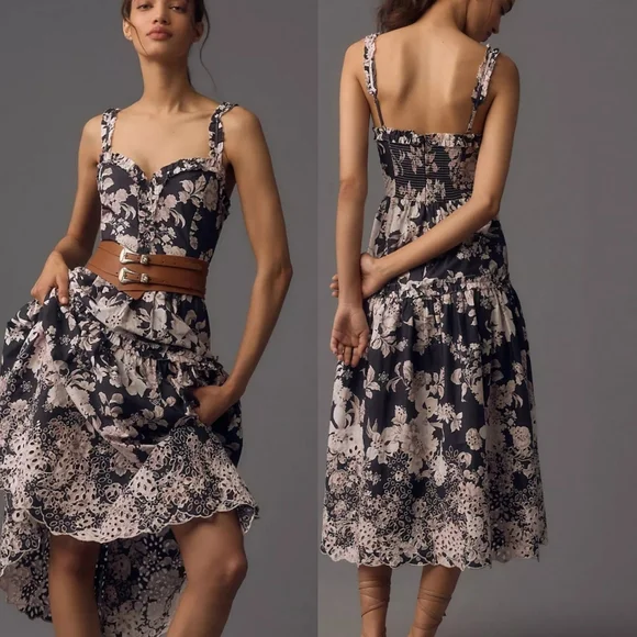 Anthropologie Floral Midi Dress MP - Picture 1 of 11